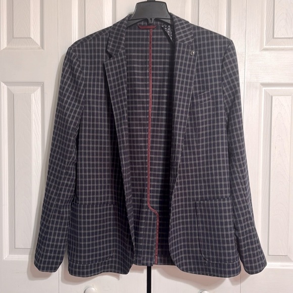 Reserved blue & gray plaid men’s blazer jacket size XXL - Picture 1 of 16